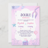 Kleine Meerjungfrauen Doppelfeier Geburtstag Einladung (Vorderseite)