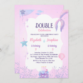 Kleine Meerjungfrauen Doppelfeier Geburtstag Einladung