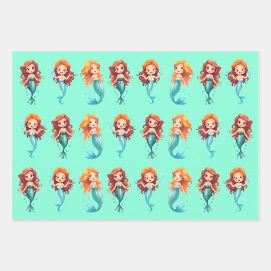 Kleine Meerjungfrauen unter dem Meer Geschenkpapier Set (Vorderseite 3)