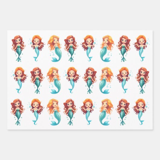 Kleine Meerjungfrauen unter dem Meer Geschenkpapier Set (Vorderseite 2)