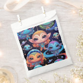 Kleine mehrfarbige Außerirdischen im Weltraum Geschenktütchen (Ausgeschnitten)