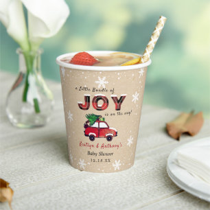 Kleine Menge Freude Weihnachtsdusche Pappbecher