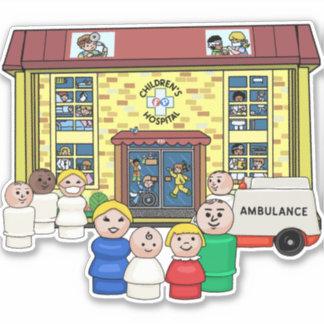 Kleine Menschen FP Kinderkrankenhaus Aufkleber