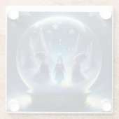 Kleine Menschen in einer Schneeglobe Glasuntersetzer (Rückseite)