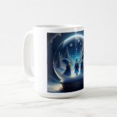 Kleine Menschen in einer Schneeglobe Kaffeetasse (Vorderseite Links)