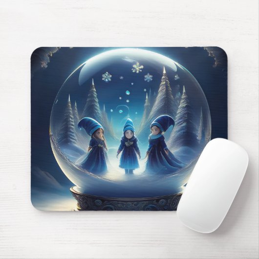 Kleine Menschen in einer Schneeglobe Mousepad (Mit Mouse)