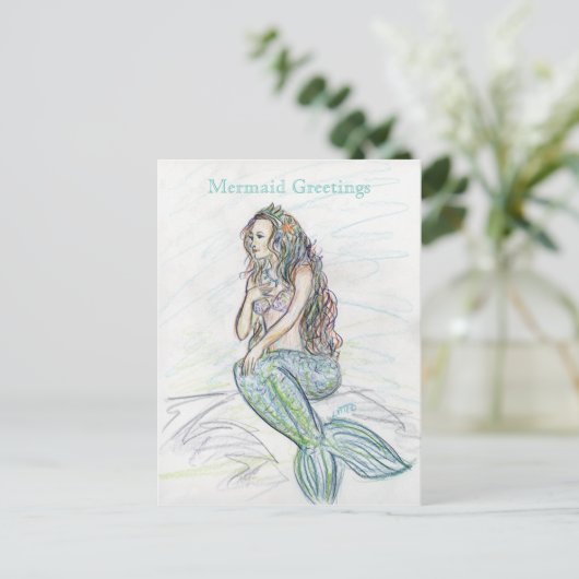 Kleine Mermaid Art Gruß Custom Note Postkarten (Stehend Vorderseite)