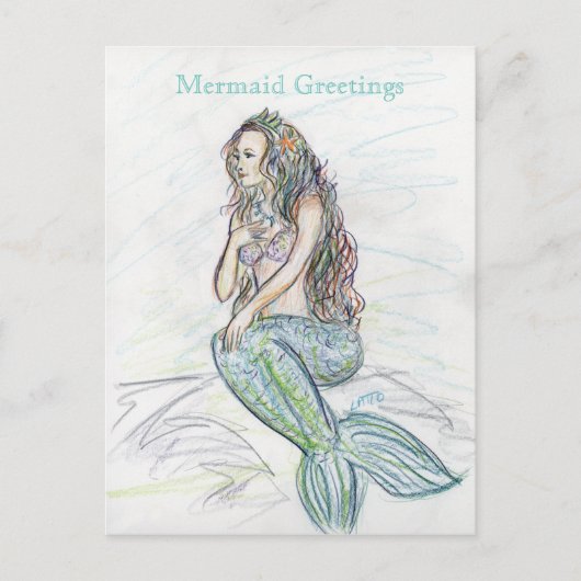 Kleine Mermaid Art Gruß Custom Note Postkarten (Vorderseite)