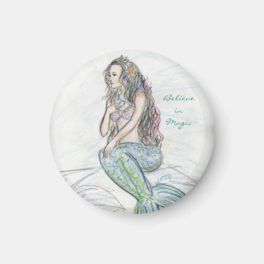 Kleine Mermaid auf Rock Custom Kühlschrank Magnete Magnet (Vorne)