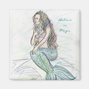 Kleine Mermaid auf Rock Custom Kühlschrank Magnete Magnet
