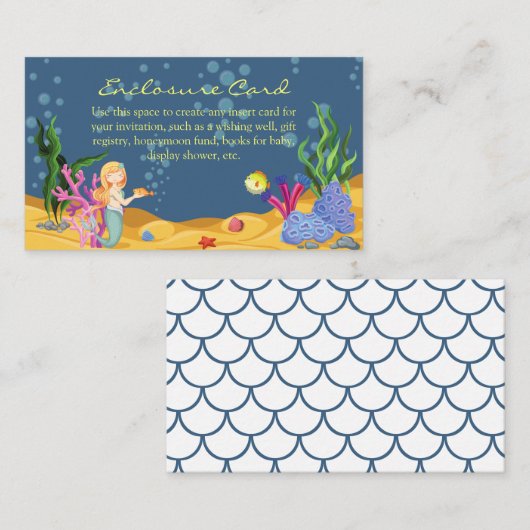 Kleine Mermaid Babyduschenkarte Begleitkarte (Vorne/Hinten)