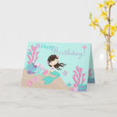 Kleine Mermaid-Karte 2C Brünett Karte (Gelbe Blume)