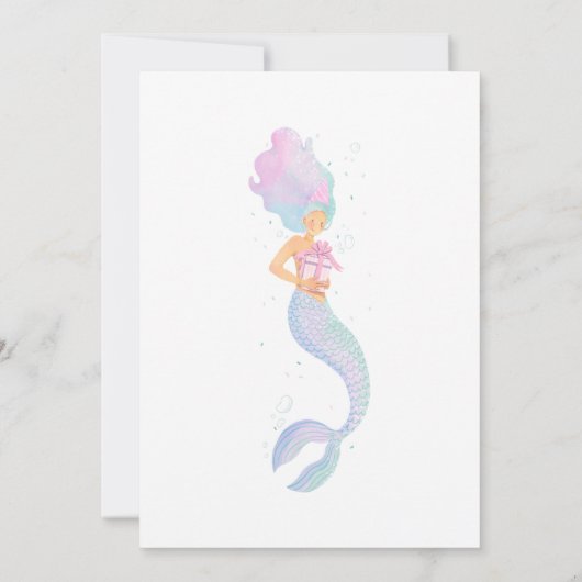 Kleine Mermaid Lila Pink Baby Dusche Einladung (Rückseite)