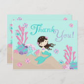 Kleine Mermaid TY Postcard Brünett Postkarte (Vorne/Hinten)
