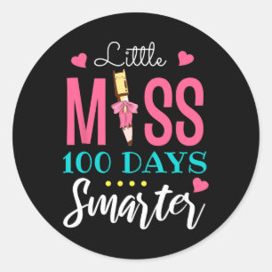 Kleine Miss 100 Tage klüger 100. Schultag K Runder Aufkleber