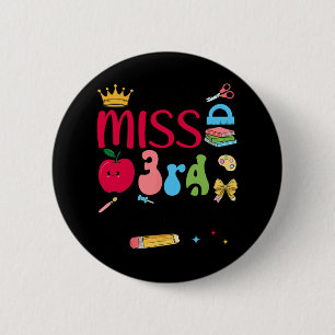 Kleine Miss 3. Klässlerin Dritter Schultag Dritte Button