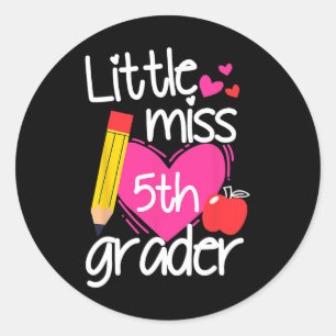 Kleine Miss 5. Klasse Erster Tag Hallo Fünfte Klas Runder Aufkleber