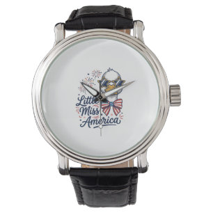 Kleine Miss America Patriotische Ente Vintage-Shir Armbanduhr