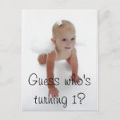 Kleine Miss Angel, raten Sie, wer wird 1? Einladungspostkarte (Vorderseite)