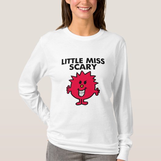 Kleine Miss Beängstigend | Schwarze Schrift T-Shirt (Vorderseite)