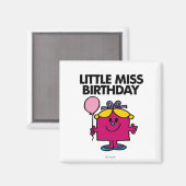 Kleine Miss Birthday mit rosa Ballon Magnet (Vorderseite/Rückseite)