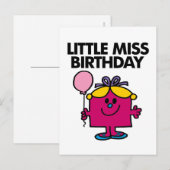 Kleine Miss Birthday mit rosa Ballon Postkarte (Vorne/Hinten)