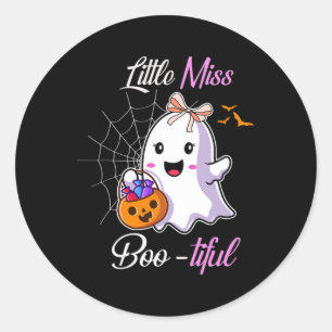 Kleine Miss Boo-schönes Niedliches Halloween-Kostü Runder Aufkleber