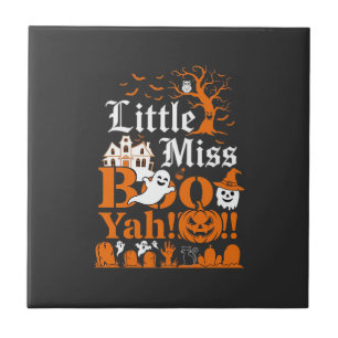 Kleine Miss Boo Yah Halloween-Geist-Kürbis-Flederm Fliese