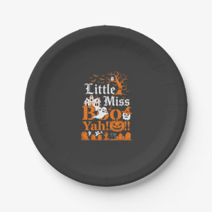 Kleine Miss Boo Yah Halloween-Geist-Kürbis-Flederm Pappteller