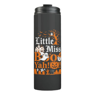Kleine Miss Boo Yah Halloween-Geist-Kürbis-Flederm Thermosbecher