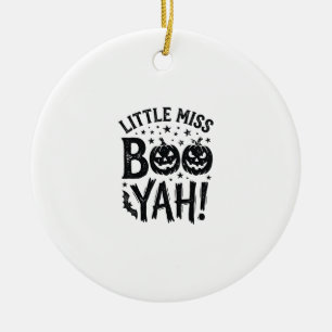 Kleine Miss Boo Yah Vintage Halloween-Shirt-Design Keramik Ornament