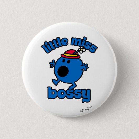 Kleine Miss Bossy unterwegs Button (Vorderseite)