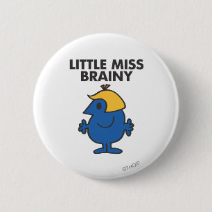 Kleine Miss Brainy Stehend Still Button