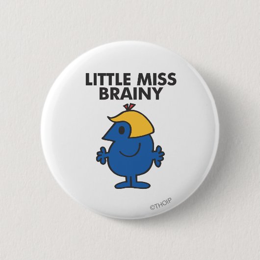 Kleine Miss Brainy Stehend Still Button (Vorderseite)