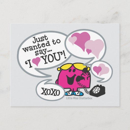 Kleine Miss Chatterbox sagt, ich Liebe Sie Postkarte (Vorderseite)