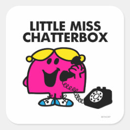 Kleine Miss Chatterbox und schwarzes Telefon Quadratischer Aufkleber