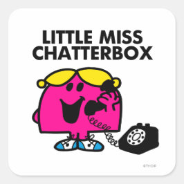 Kleine Miss Chatterbox und schwarzes Telefon Quadratischer Aufkleber