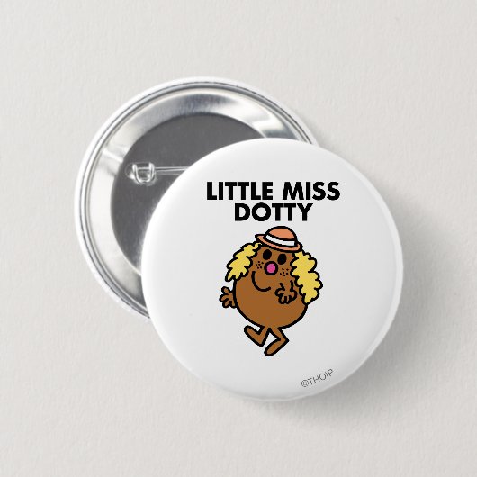 Kleine Miss Dotty Waving Button (Vorne & Hinten)