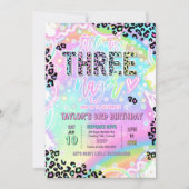 Kleine Miss Dreijährige Regenbogen Leopard 3. Gebu Einladung (Vorderseite)