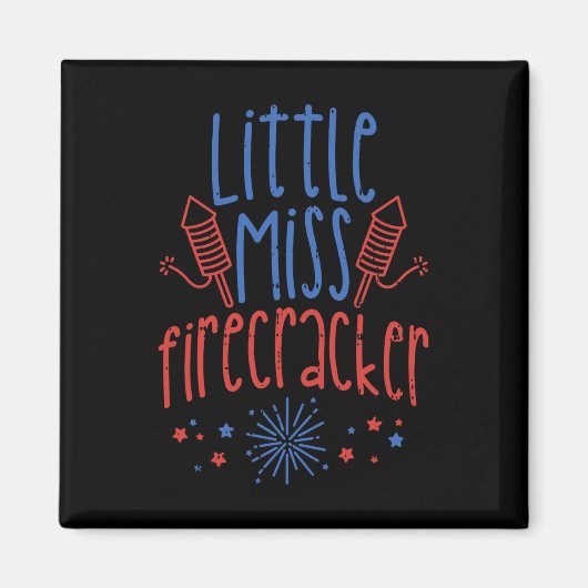 Kleine Miss Firecracker Funny 4. Juli Patriot Magnet (Vorne)