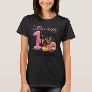 Kleine Miss First Grade Leopard Herz zurück T-Shirt