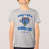 Kleine Miss Giggles Scaredy Cat Halloween Tri-Blend Shirt (Vorderseite)