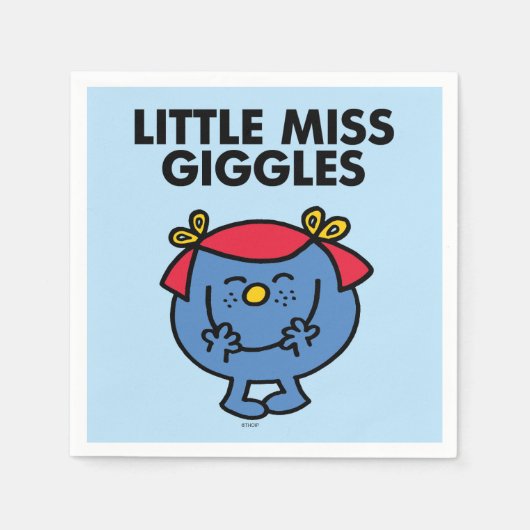 Kleine Miss Giggles | Schwarze Schrift Serviette (Vorderseite)