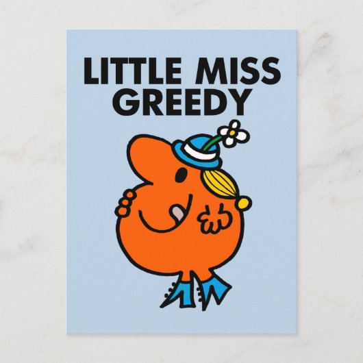 Kleine Miss Greedy leckt sich die Lippen Postkarte (Vorderseite)