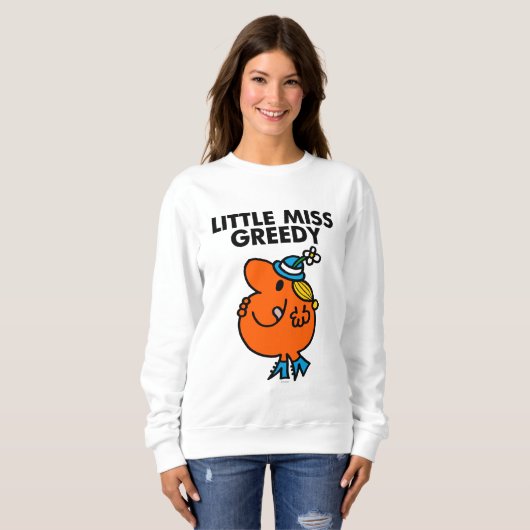 Kleine Miss Greedy leckt sich die Lippen Sweatshirt (Vorne ganz)