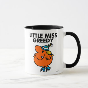 Kleine Miss Greedy leckt sich die Lippen Tasse