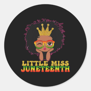 Kleine Miss Juneteenth Celebrate 19. Juni Black G Runder Aufkleber