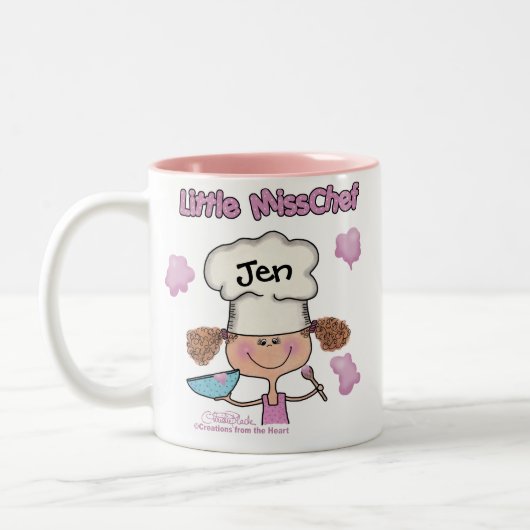 Kleine Miss Koch personalisieren Zweifarbige Tasse (Links)
