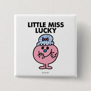 Kleine Miss Lucky versteckt ihren Mund Button