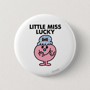 Kleine Miss Lucky versteckt ihren Mund Button